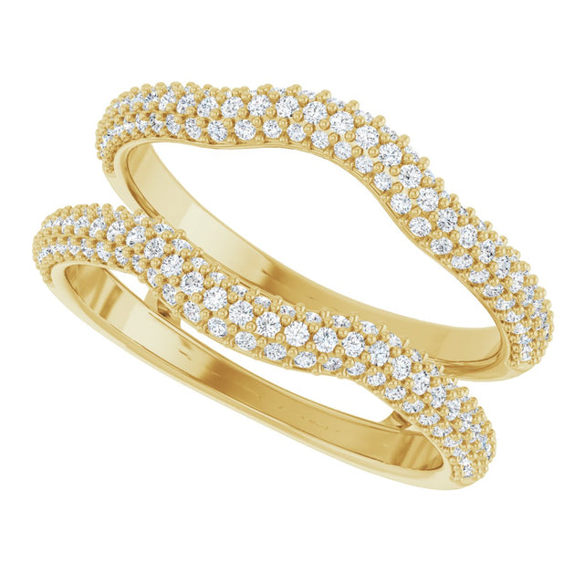 14K Gold Round Natural Diamond Pavé-Style Ring Guard II - Yellow Gold - view 5