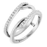 14K Gold Round Natural Diamond Ring Guard II - White Gold