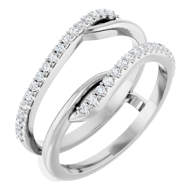 14K Gold Round Natural Diamond Ring Guard II - White Gold