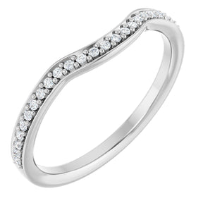 14K Gold Round Natural Diamond Contour Band – 1mm Stones - White Gold