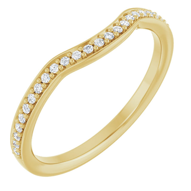 14K Gold Round Lab-Grown Diamond Contour Band – 1mm Stones - Yellow Gold