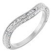 14K Gold Round Natural Diamond Beaded Wheat Pattern Contour Band - White Gold