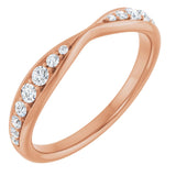14K Gold Round Natural Diamond Pinched Contour Band - Rose Gold