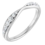 14K Gold Round Natural Diamond Pinched Contour Band - White Gold