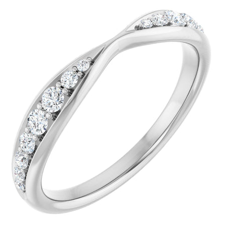 Platinum Round Natural Diamond Pinched Contour Band