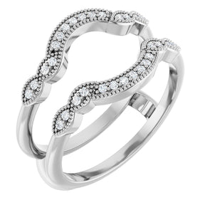 14K Gold Round Lab-Grown Diamond Vintage-Inspired Ring Guard - White Gold