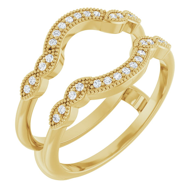 14K Gold Round Natural Diamond Vintage-Inspired Ring Guard - Yellow Gold