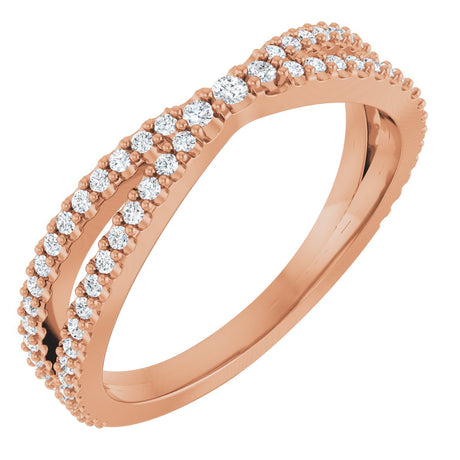 14K Gold Round Natural Diamond Contour Band – 1.5mm Stones - Rose Gold