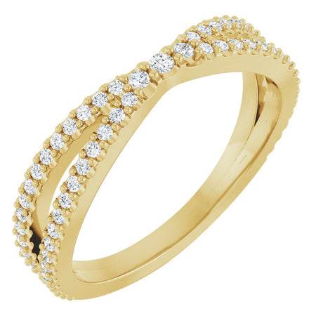 14K Gold Round Natural Diamond Contour Band – 1.5mm Stones - Yellow Gold