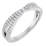 14K Gold Round Natural Diamond Contour Band – 1.5mm Stones - White Gold