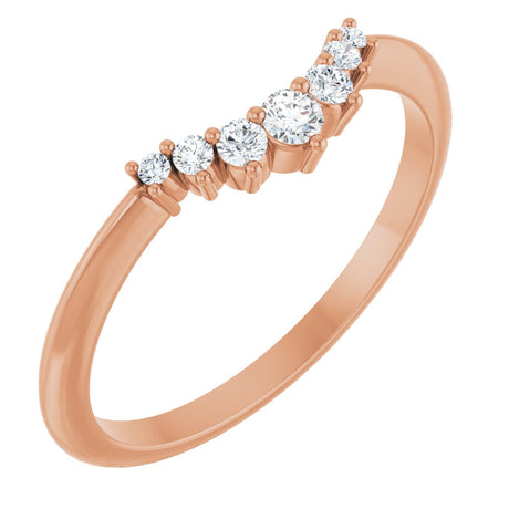 14K Gold Round Natural Diamond Accented Contour Band – 2.2-3.5mm Stones - Rose Gold