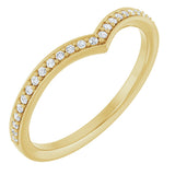 14K Gold Round Natural Diamond V Contour Band - Yellow Gold