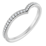 14K Gold Round Natural Diamond V Contour Band - White Gold