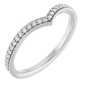 14K Gold Round Natural Diamond V Contour Band - White Gold