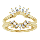 14K Gold Round Natural Diamond Art Deco Baguette Ring Guard - Yellow Gold - view 3