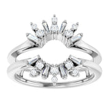 Platinum Round Natural Diamond Art Deco Baguette Ring Guard - view 3