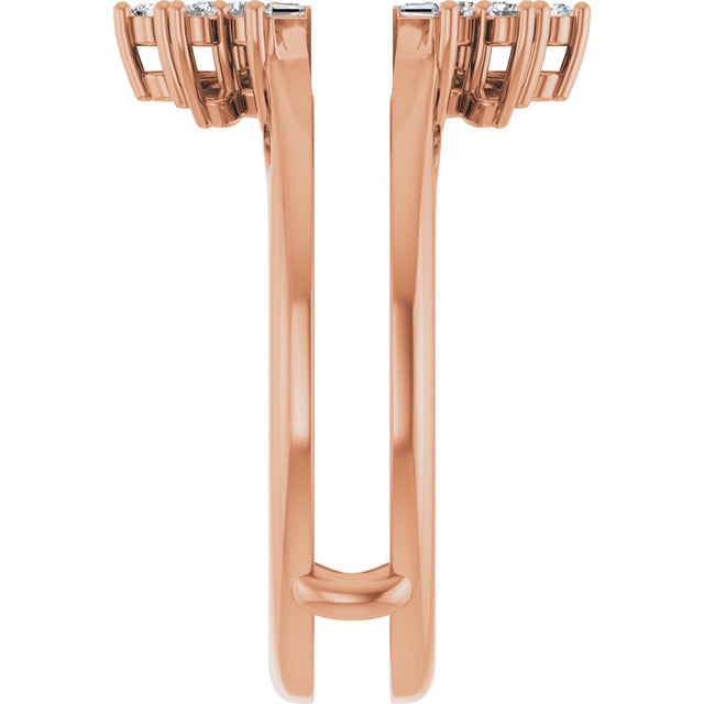 14K Gold Round Lab-Grown Diamond Art Deco Baguette Ring Guard - Rose Gold - view 4