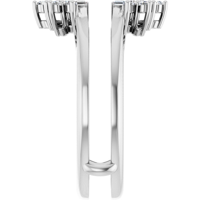 Platinum Round Natural Diamond Art Deco Baguette Ring Guard - view 4