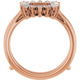 14K Gold Round Lab-Grown Diamond Art Deco Baguette Ring Guard - Rose Gold - view 2
