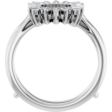 Platinum Round Natural Diamond Art Deco Baguette Ring Guard - view 2