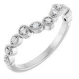 Platinum Round Natural Diamond Vintage-Inspired Contour Band – 1.3mm Stones