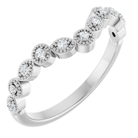 Platinum Round Natural Diamond Vintage-Inspired Contour Band – 1.3mm Stones