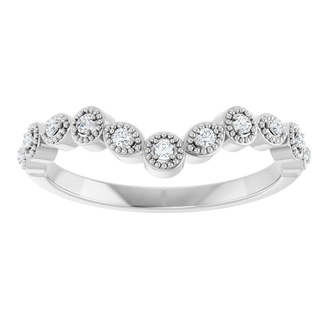 Platinum Round Natural Diamond Vintage-Inspired Contour Band – 1.3mm Stones - view 3