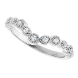 Platinum Round Natural Diamond Vintage-Inspired Contour Band – 1.3mm Stones - view 5