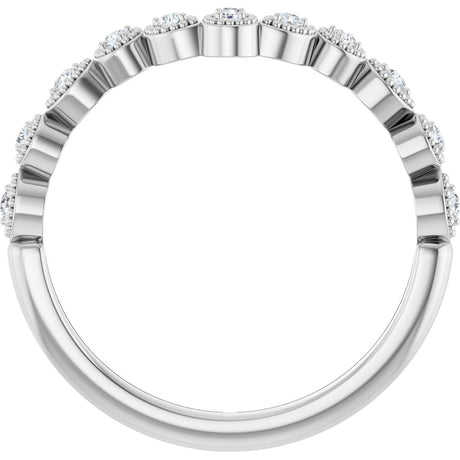 Platinum Round Natural Diamond Vintage-Inspired Contour Band – 1.3mm Stones - view 2