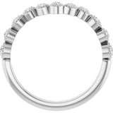 14K Gold Round Natural Diamond Vintage-Inspired Contour Band – 1.3mm Stones - White Gold - view 2