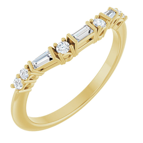 14K Gold Natural Diamond Contour Band - Yellow Gold