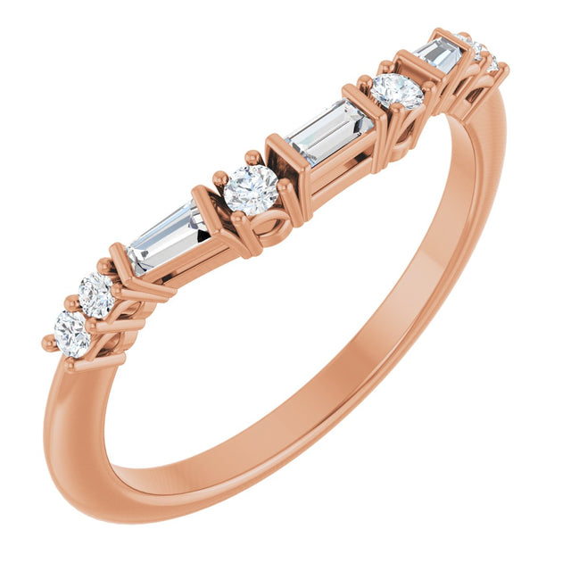 14K Gold Natural Diamond Contour Band - Rose Gold