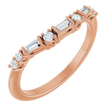 14K Gold Straight Baguette Lab-Grown Diamond Contour Band – 3x1.5mm - Rose Gold