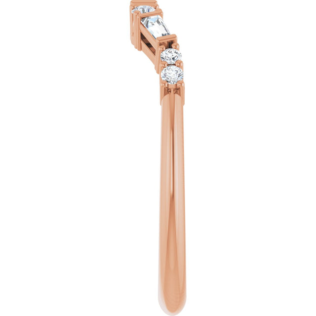 14K Gold Natural Diamond Contour Band - Rose Gold - view 4