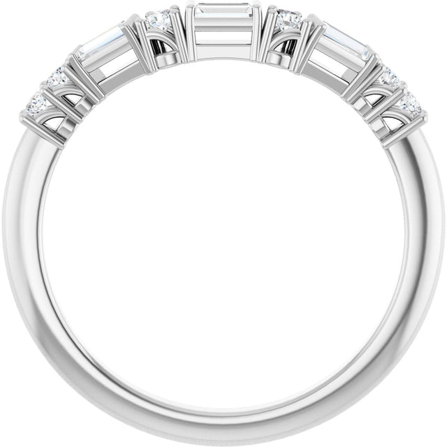Platinum Natural Diamond Contour Band - view 2