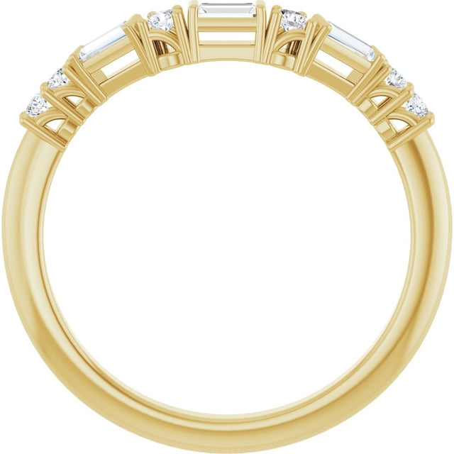 14K Gold Natural Diamond Contour Band - Yellow Gold - view 2