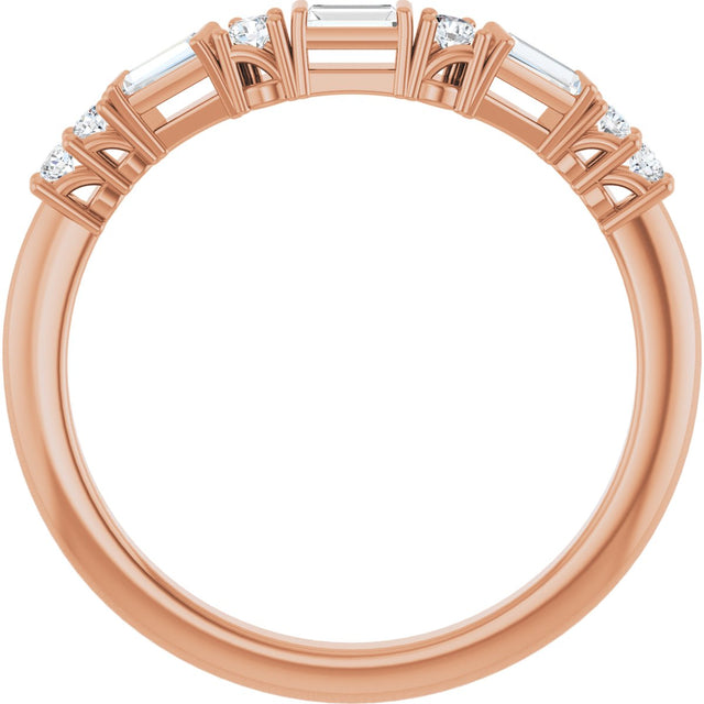 14K Gold Natural Diamond Contour Band - Rose Gold - view 2