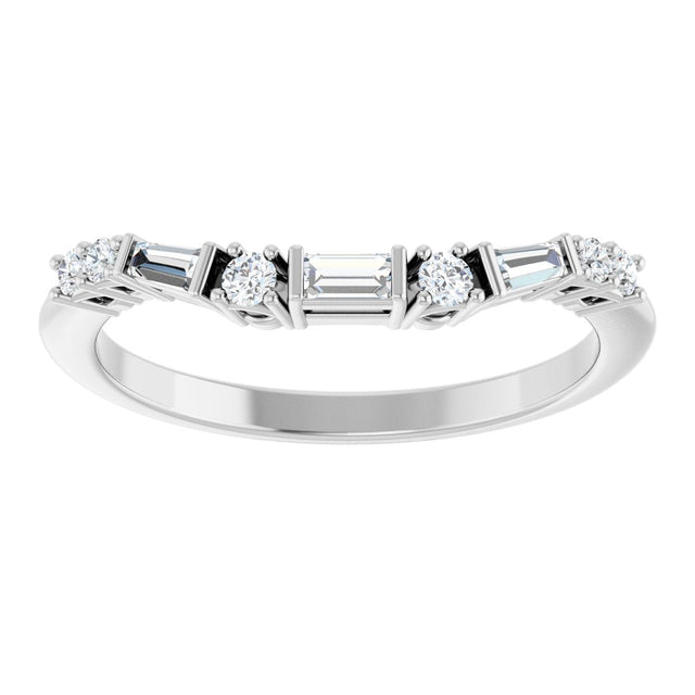 Platinum Natural Diamond Contour Band - view 3