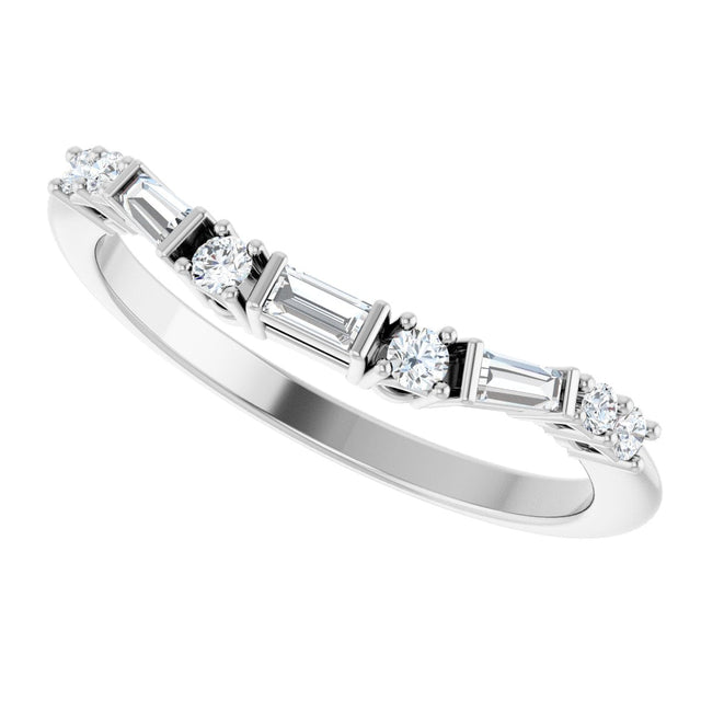 Platinum Natural Diamond Contour Band - view 5
