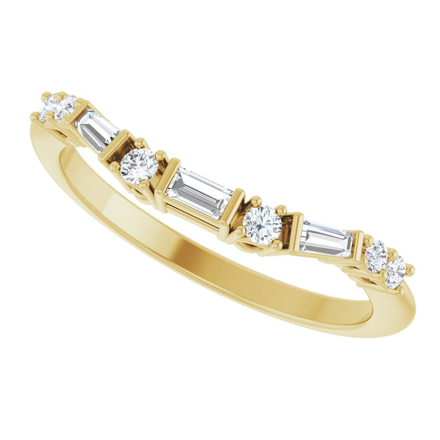 14K Gold Natural Diamond Contour Band - Yellow Gold - view 5