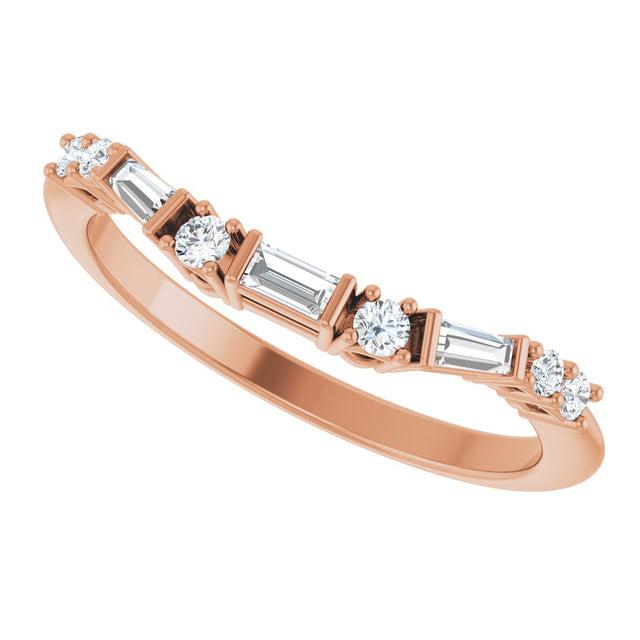 14K Gold Natural Diamond Contour Band - Rose Gold - view 5