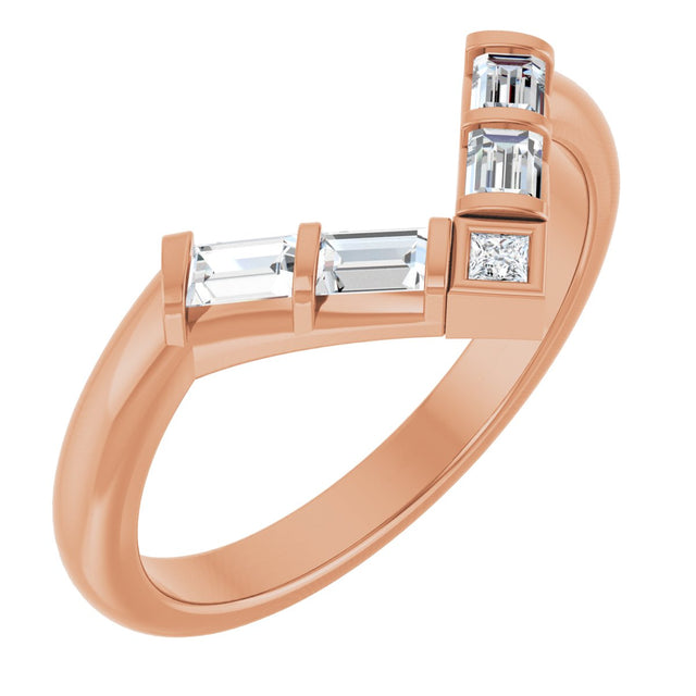14K Gold Natural Diamond Contour Band II - Rose Gold