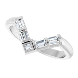 14K Gold Natural Diamond Contour Band II - White Gold - view 5