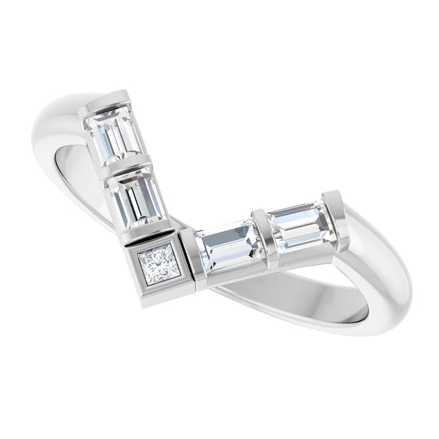14K Gold Natural Diamond Contour Band II - White Gold - view 5