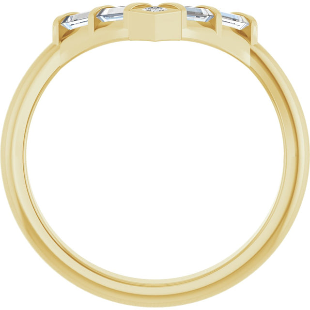 14K Gold Natural Diamond Contour Band II - Yellow Gold - view 2