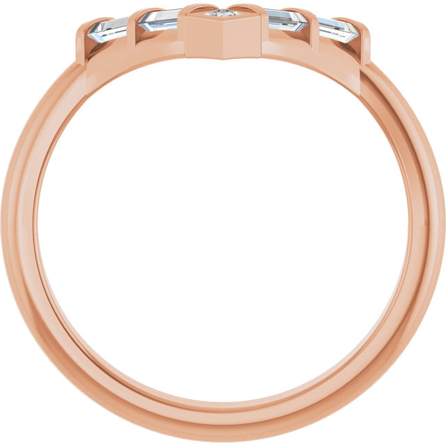 14K Gold Natural Diamond Contour Band II - Rose Gold - view 2