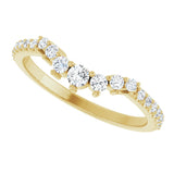 14K Gold Round Natural Diamond Accented Contour Band – 2.2-2.5mm Stones - Yellow Gold - view 5