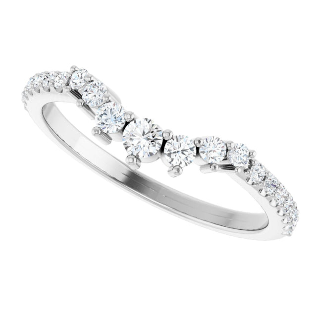 Platinum Round Natural Diamond Accented Contour Band – 2.2-2.5mm Stones - view 5