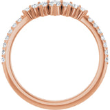14K Gold Round Natural Diamond Accented Contour Band – 2.2-2.5mm Stones - Rose Gold - view 2