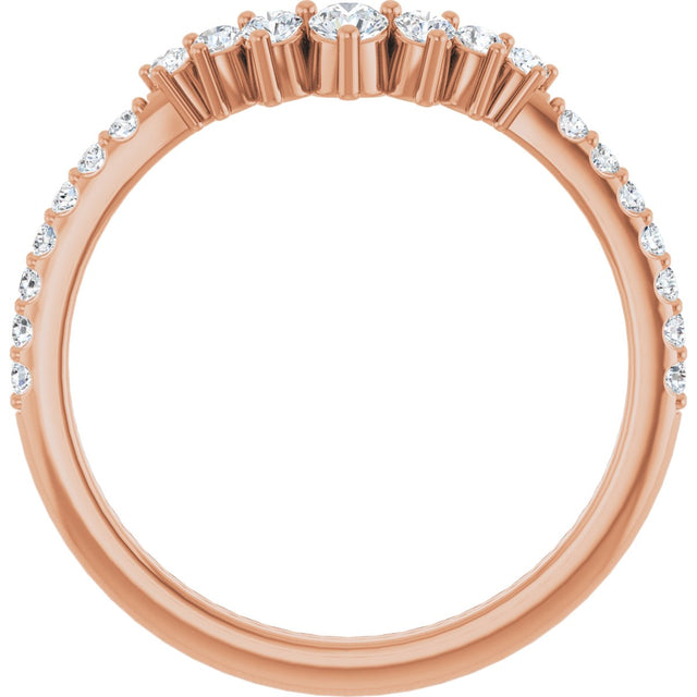 14K Gold Round Natural Diamond Accented Contour Band – 2.2-2.5mm Stones - Rose Gold - view 2
